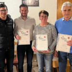 v.l.n.r. Thomas Bauer, Sebastian Miller – 25 Jahre Mitgliedschaft, Sabine Miller – 25 Jahre Mitgliedschaft und Heiner Holl – 5 Jahre Ehrenamt