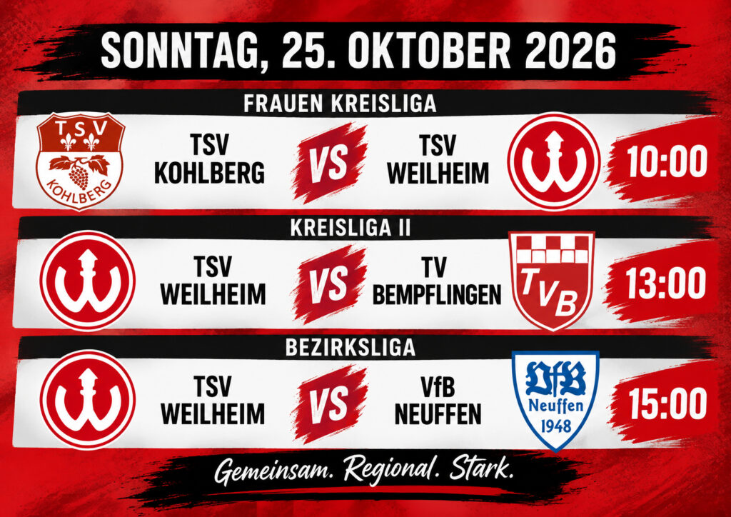 Spieltagsplakat Abt. Fußball, 25.10.2026
